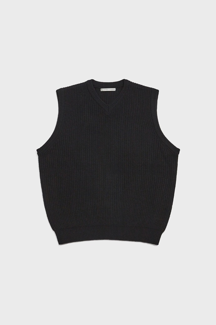 Rib V-neck Vest(black)